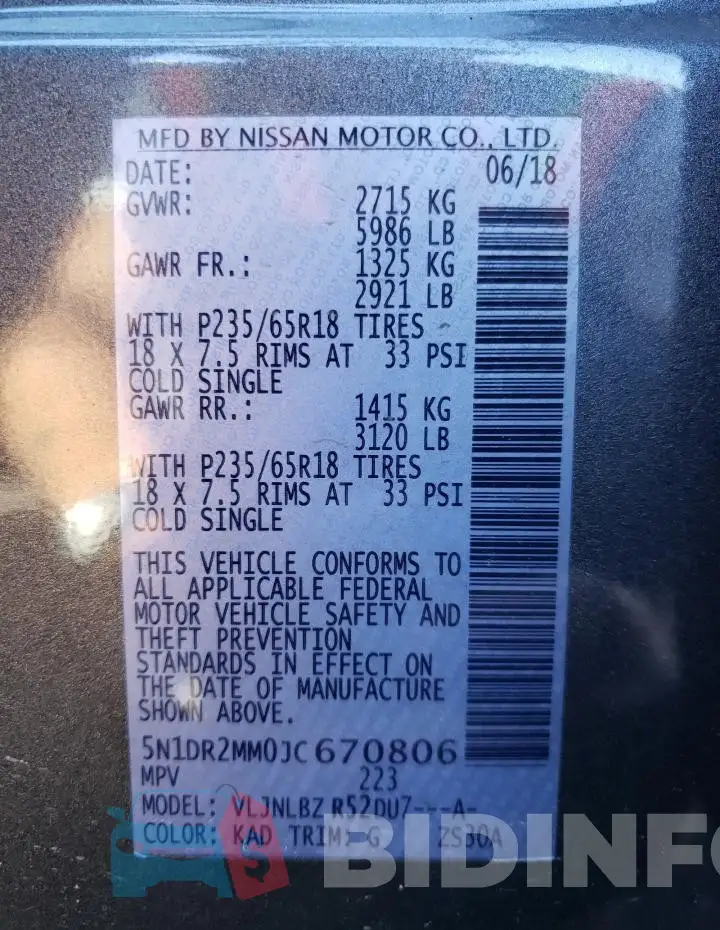 5N1DR2MM0JC670806 Photo# 13