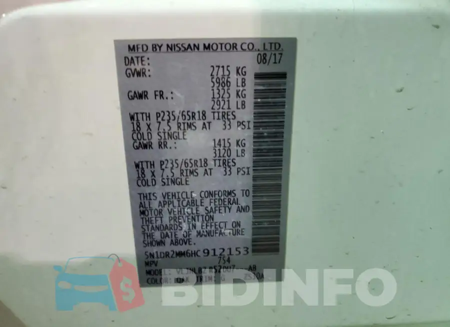 5N1DR2MM6HC912153 Photo# 13