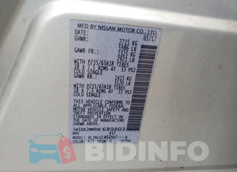 5N1DR2MM9HC689803 Photo# 14