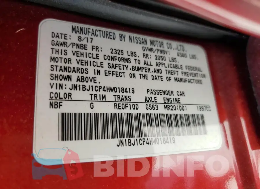 JN1BJ1CP4HW018419 Photo# 14