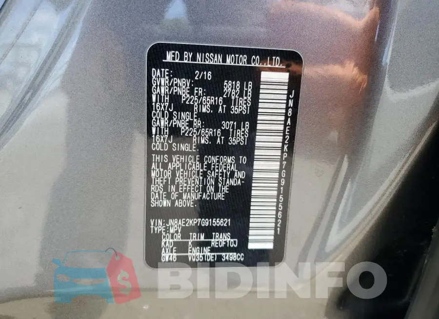 JN8AE2KP7G9155621 Photo# 13