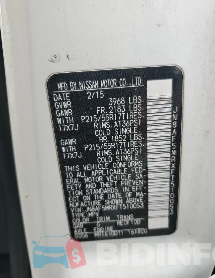 JN8AF5MRXFT510053 Photo# 12
