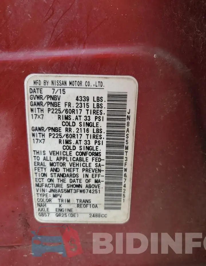 JN8AS5MT3FW674251 Photo# 13
