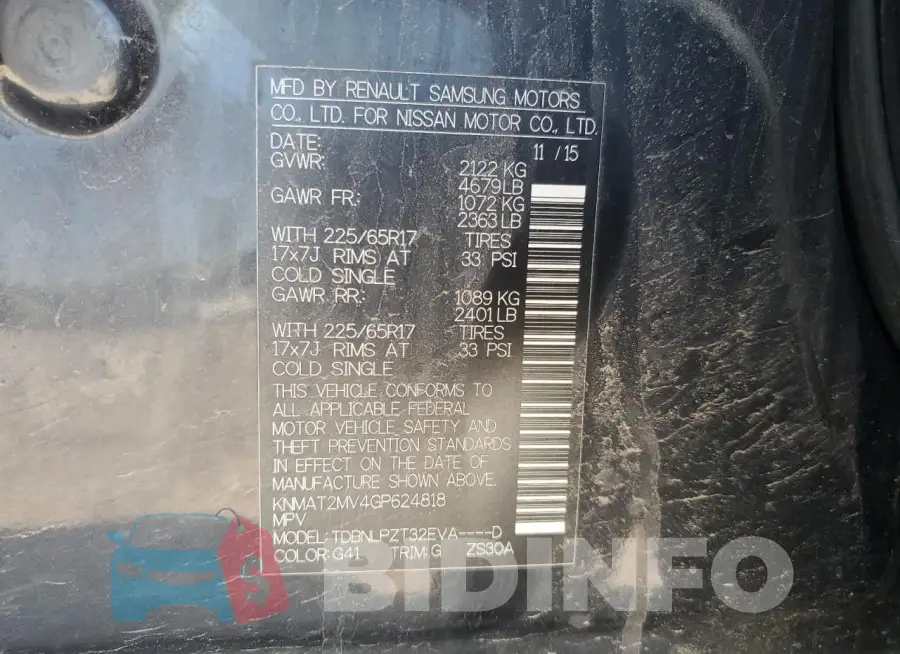 KNMAT2MV4GP624818 Photo# 13
