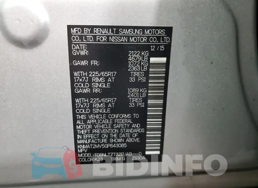 KNMAT2MV5GP643085 Photo# 13