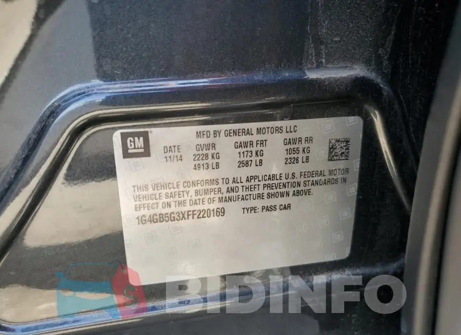 1G4GB5G3XFF220169 Photo# 13