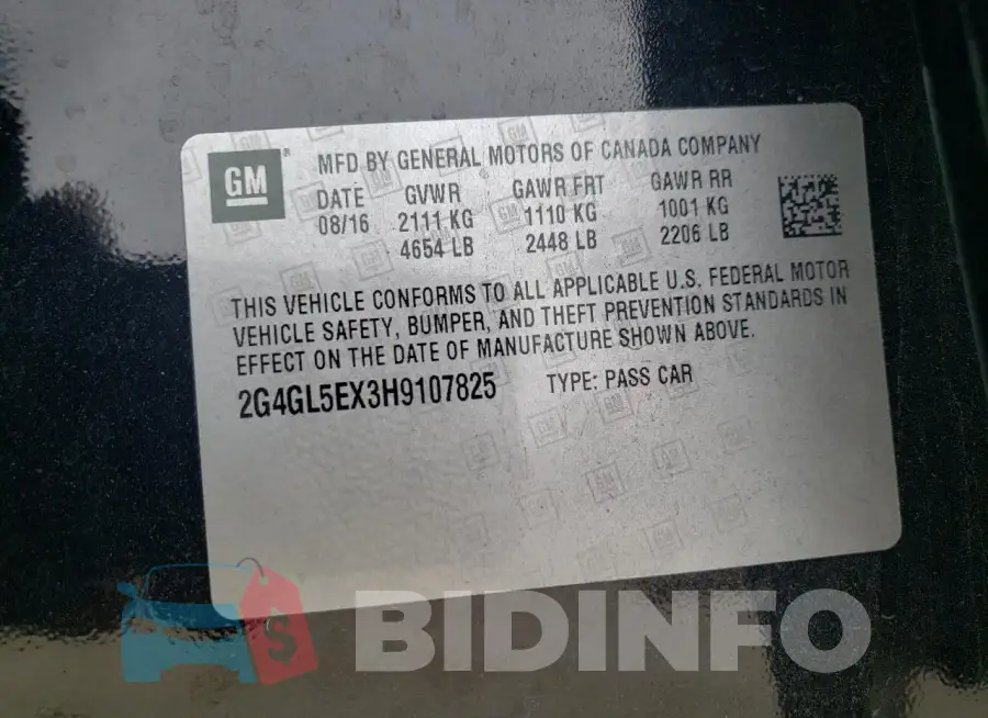 2G4GL5EX3H9107825 Photo# 12
