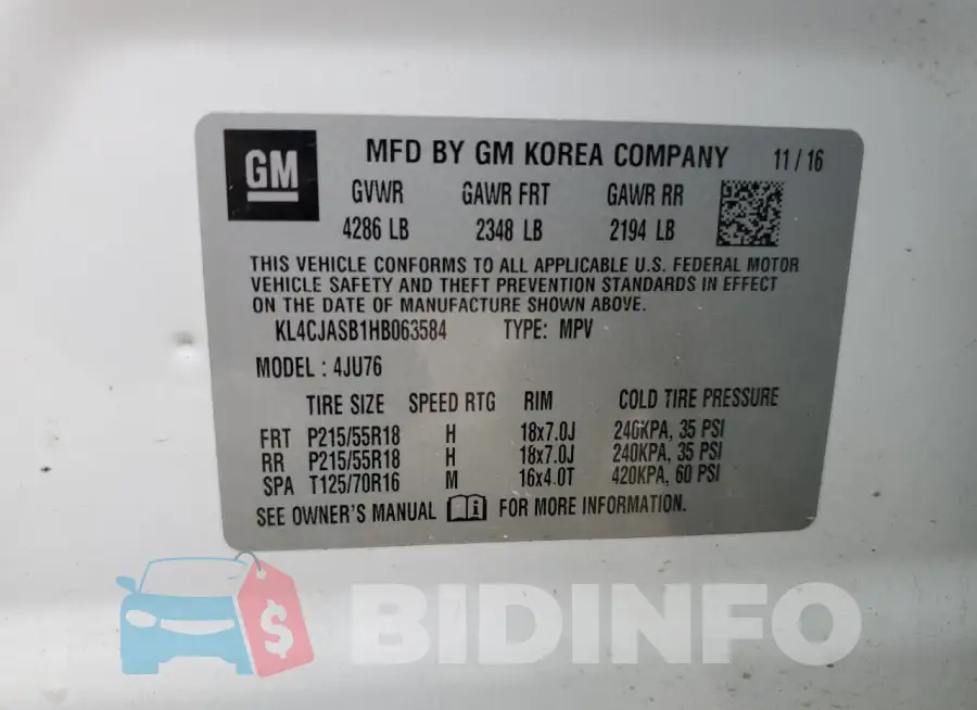 KL4CJASB1HB063584 Photo# 13