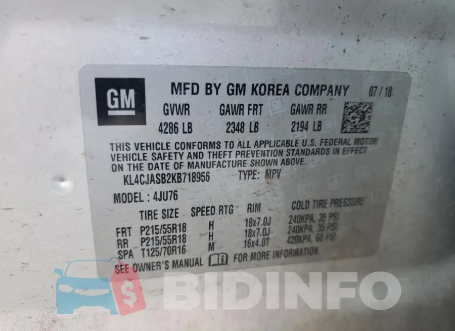 KL4CJASB2KB718956 Photo# 13