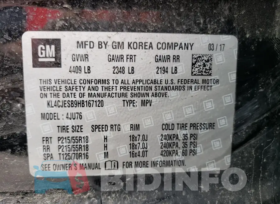 KL4CJESB9HB167120 Photo# 14