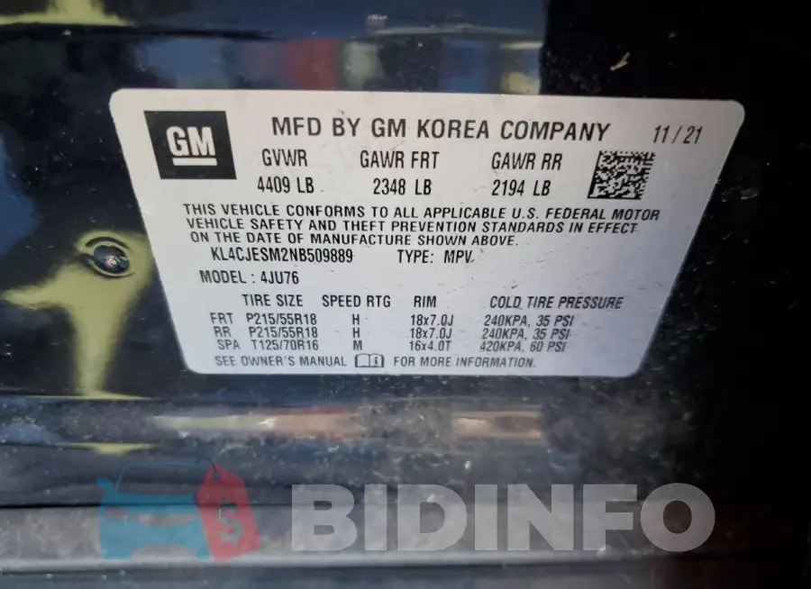 KL4CJESM2NB509889 Photo# 13