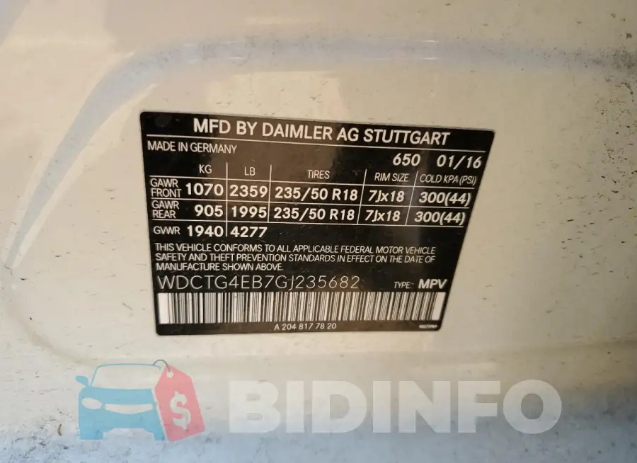 WDCTG4EB7GJ235682 Photo# 13