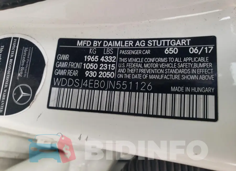 WDDSJ4EB0JN551126 Photo# 12