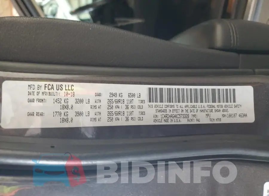 1C4RDHAG4KC573328 Photo# 13