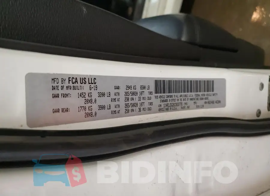 1C4RDJDG2KC833776 Photo# 13