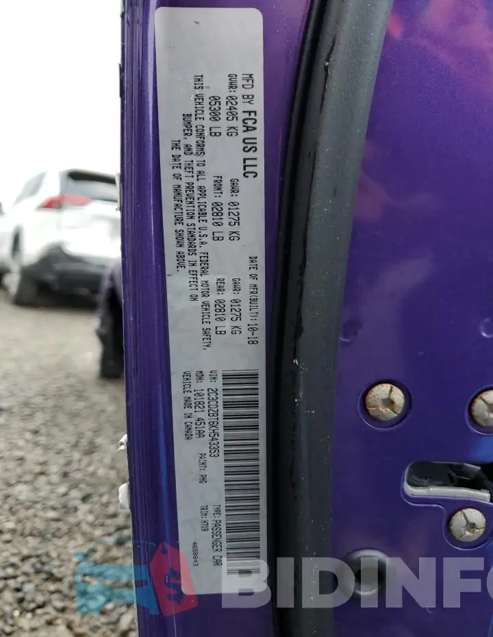 2C3CDZBT6KH543353 Photo# 13