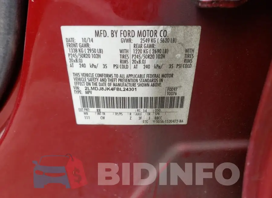 2LMDJ8JK4FBL24301 Photo# 13