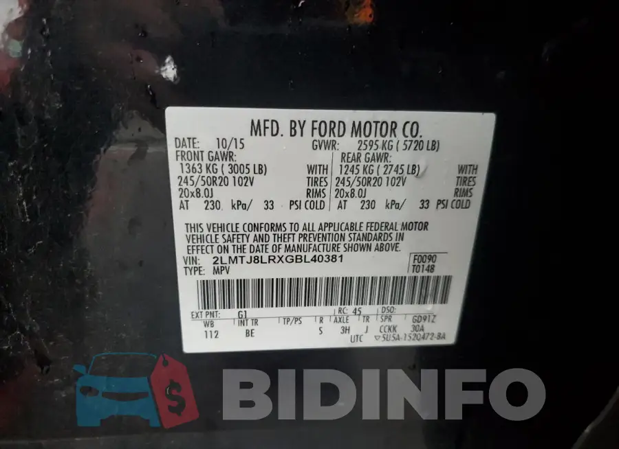2LMTJ8LRXGBL40381 Photo# 12