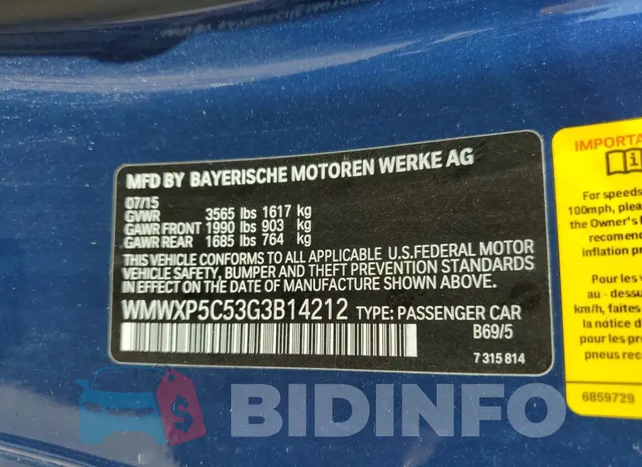 WMWXP5C53G3B14212 Photo# 12