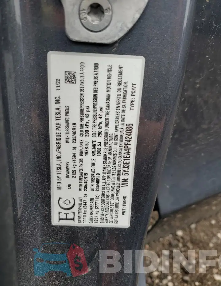 5YJ3E1EA4PF424086 Photo# 12