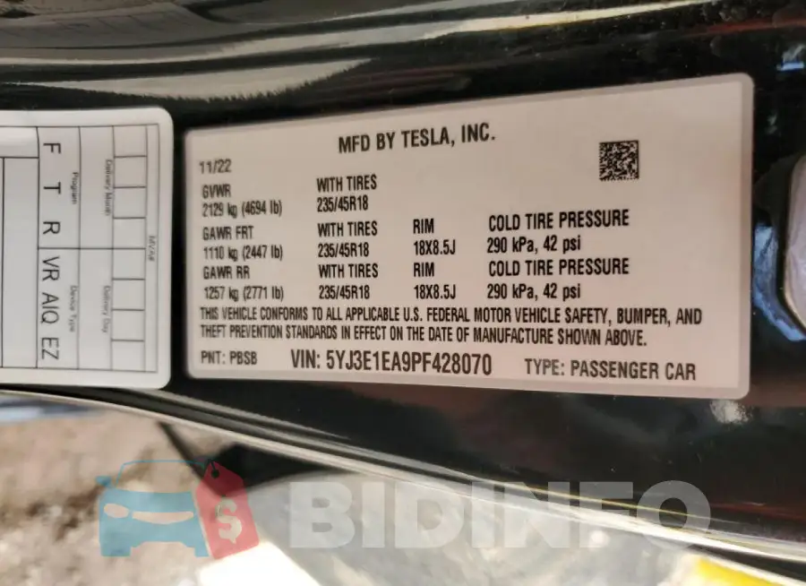 5YJ3E1EA9PF428070 Photo# 12