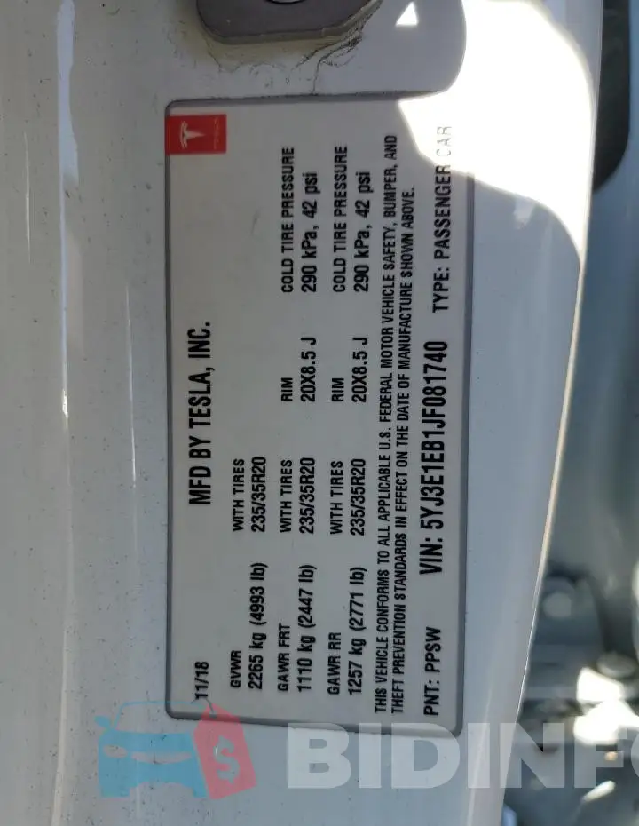 5YJ3E1EB1JF081740 Photo# 13