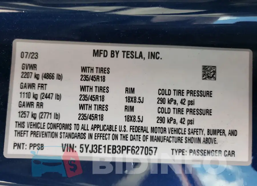 5YJ3E1EB3PF627057 Photo# 12