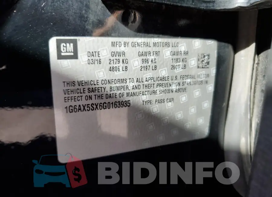 1G6AX5SX6G0163935 Photo# 12