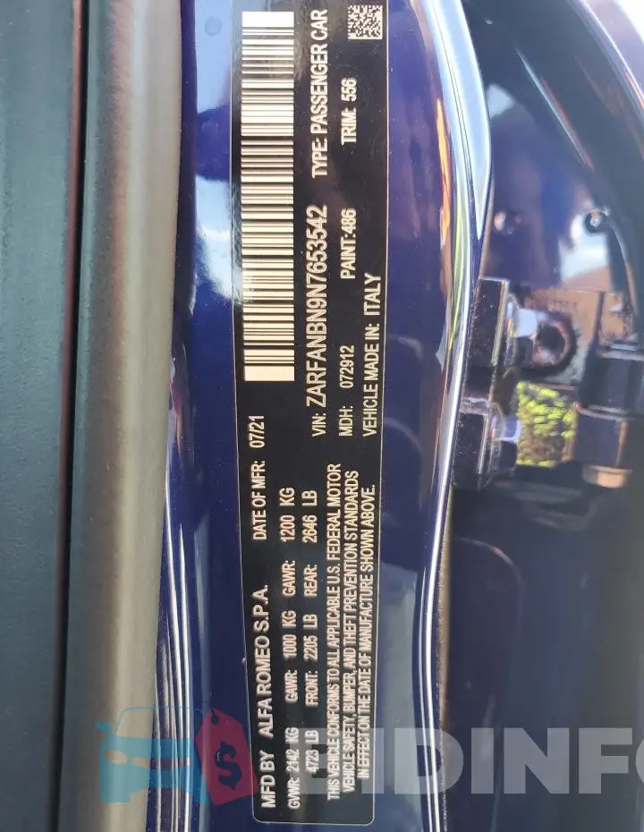 ZARFANBN9N7653542 Photo# 13