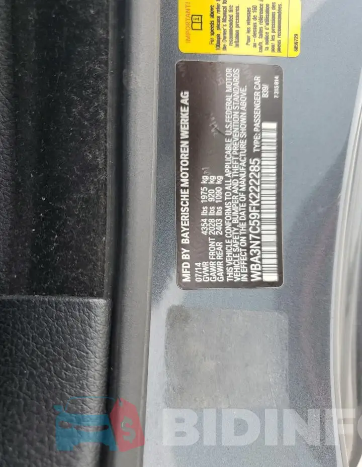 WBA3N7C59FK222285 Photo# 12