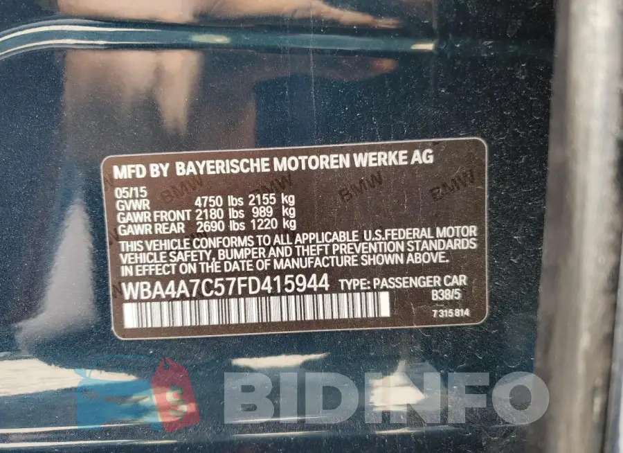 WBA4A7C57FD415944 Photo# 12