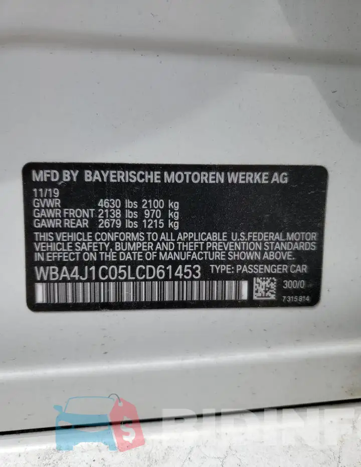 WBA4J1C05LCD61453 Photo# 13