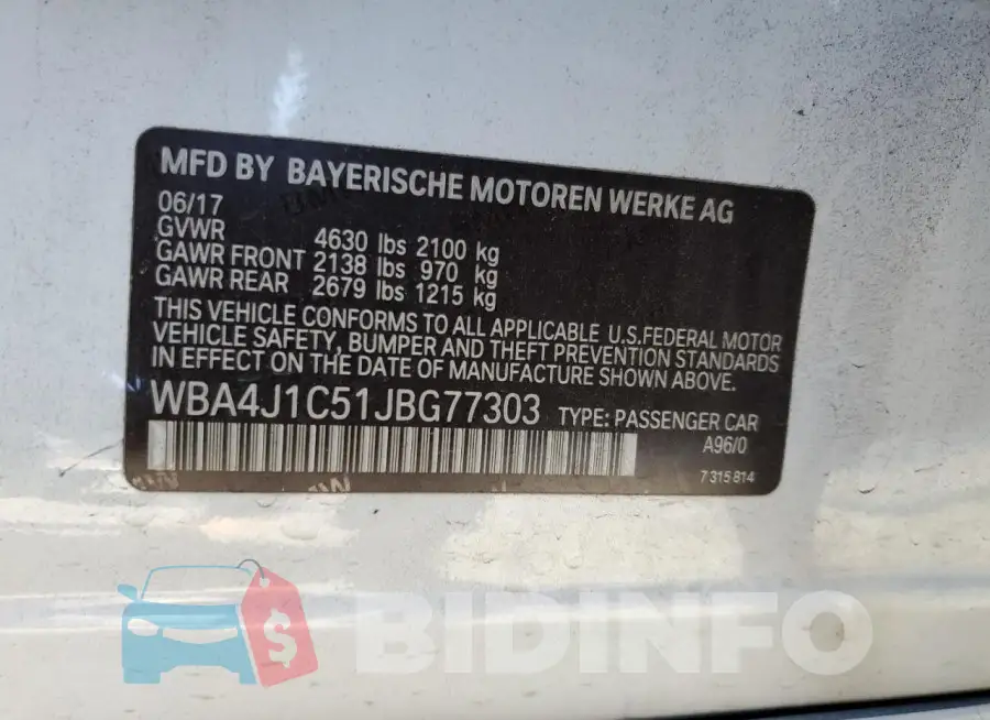 WBA4J1C51JBG77303 Photo# 12