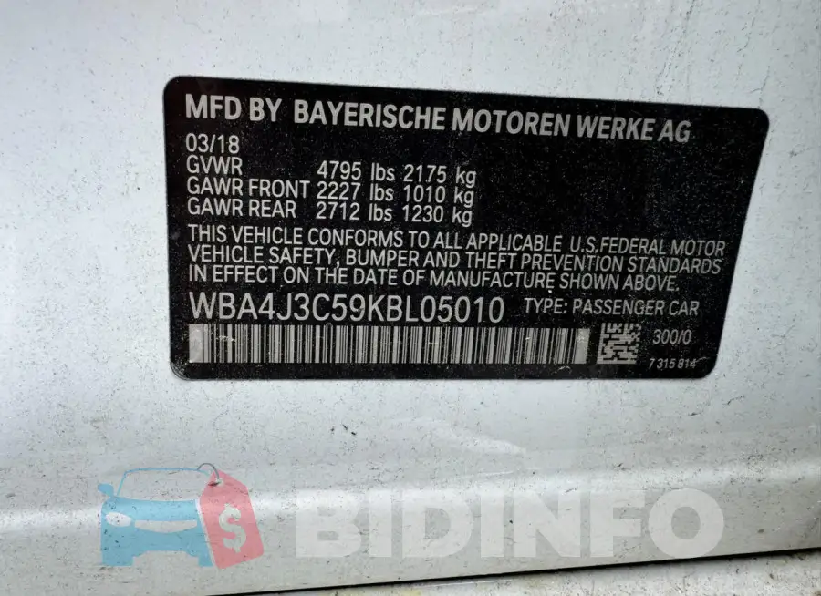 WBA4J3C59KBL05010 Photo# 12