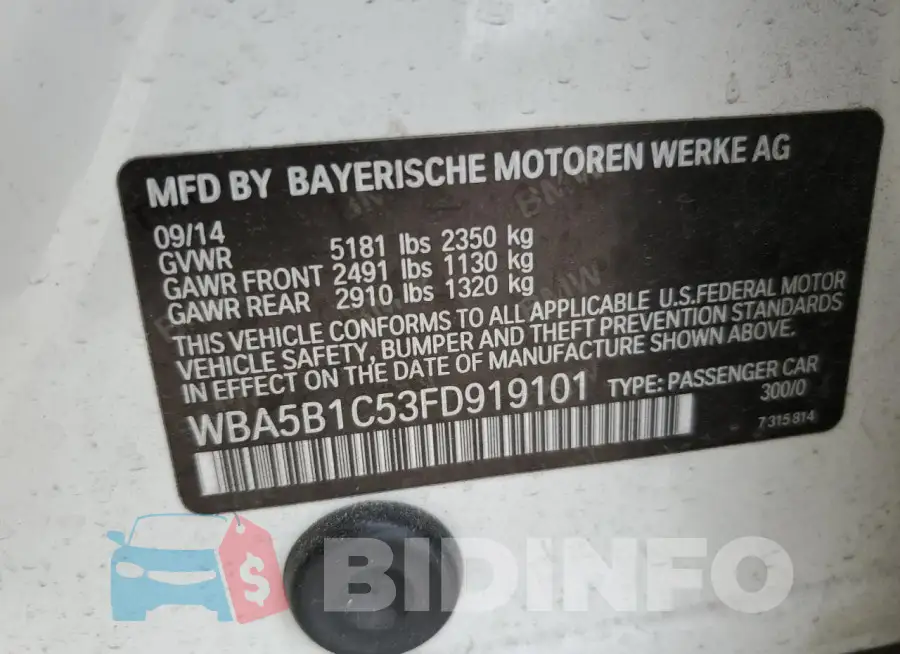 WBA5B1C53FD919101 Photo# 12