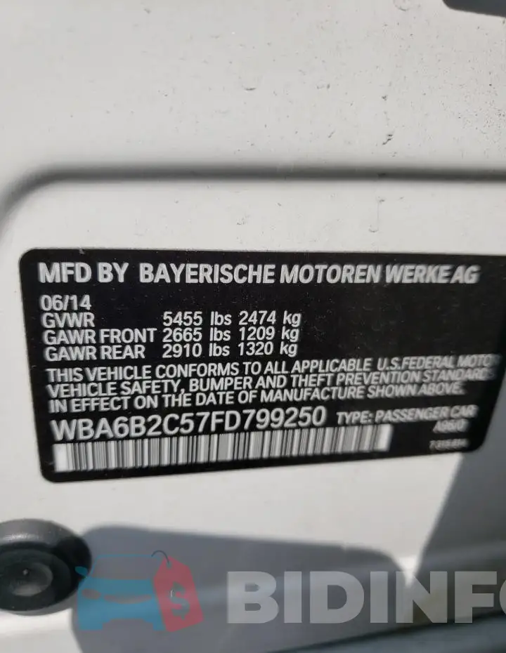 WBA6B2C57FD799250 Photo# 13