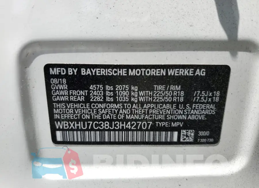 WBXHU7C38J3H42707 Photo# 14