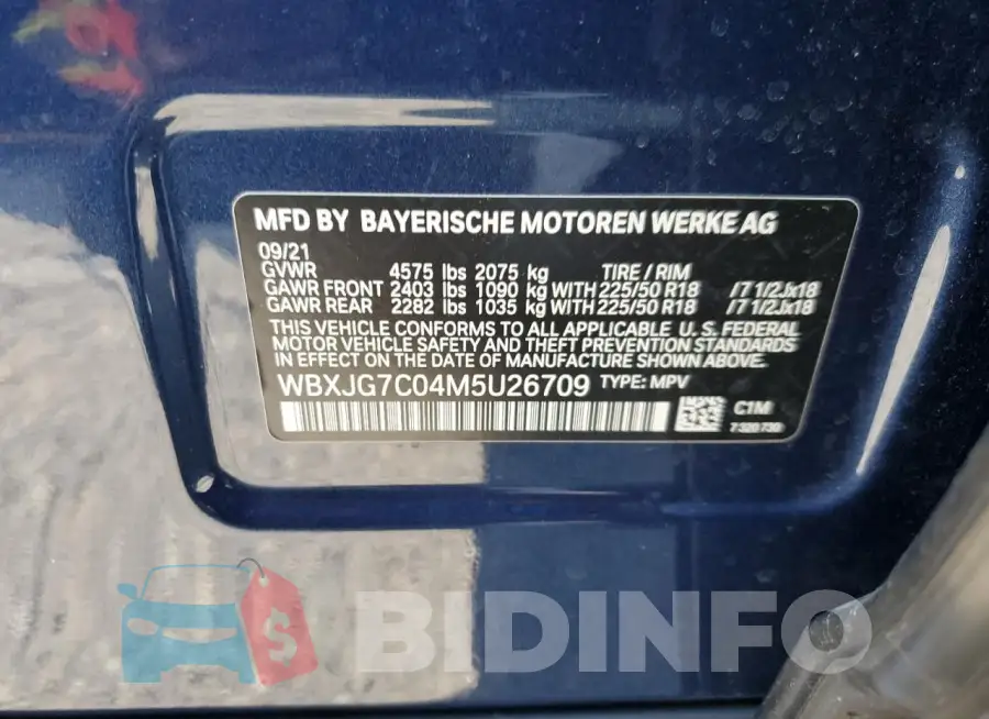 WBXJG7C04M5U26709 Photo# 13