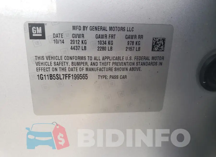 1G11B5SL7FF199565 Photo# 12