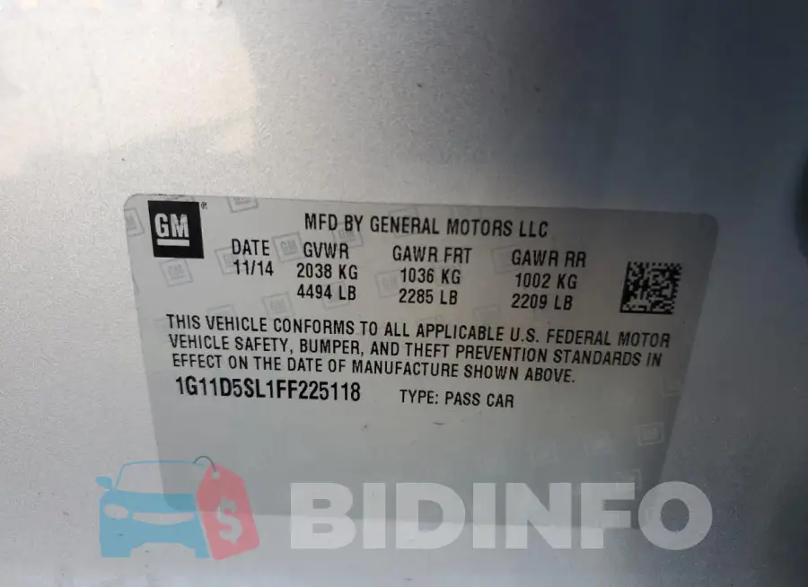 1G11D5SL1FF225118 Photo# 13
