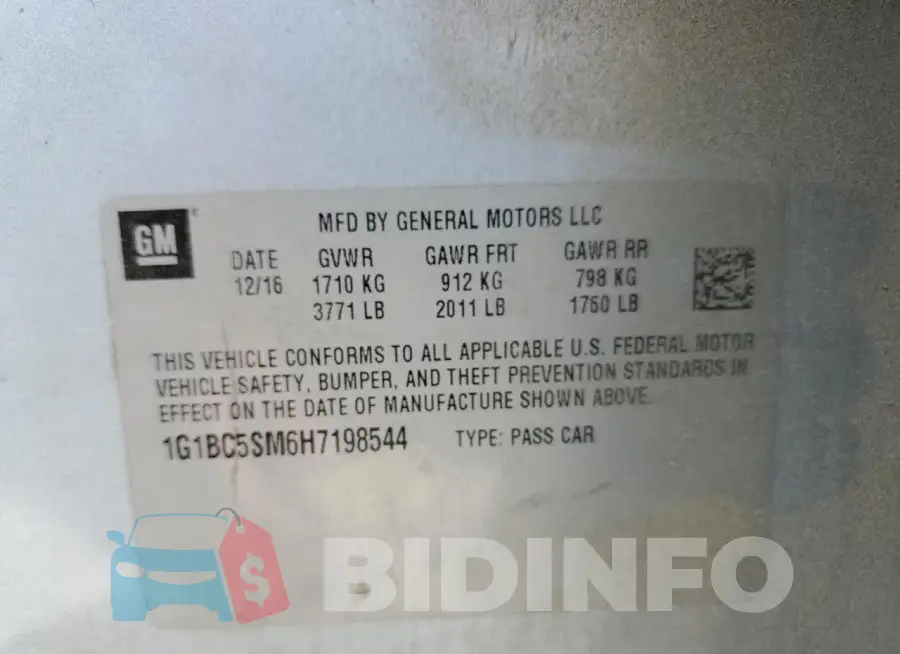 1G1BC5SM6H7198544 Photo# 12