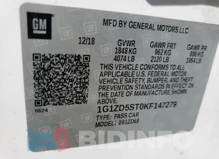 1G1ZD5ST0KF147279 Photo# 13