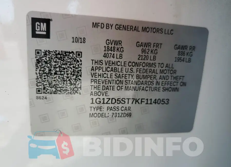 1G1ZD5ST7KF114053 Photo# 12