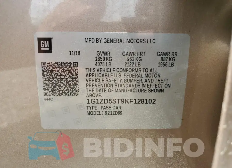 1G1ZD5ST9KF128102 Photo# 12