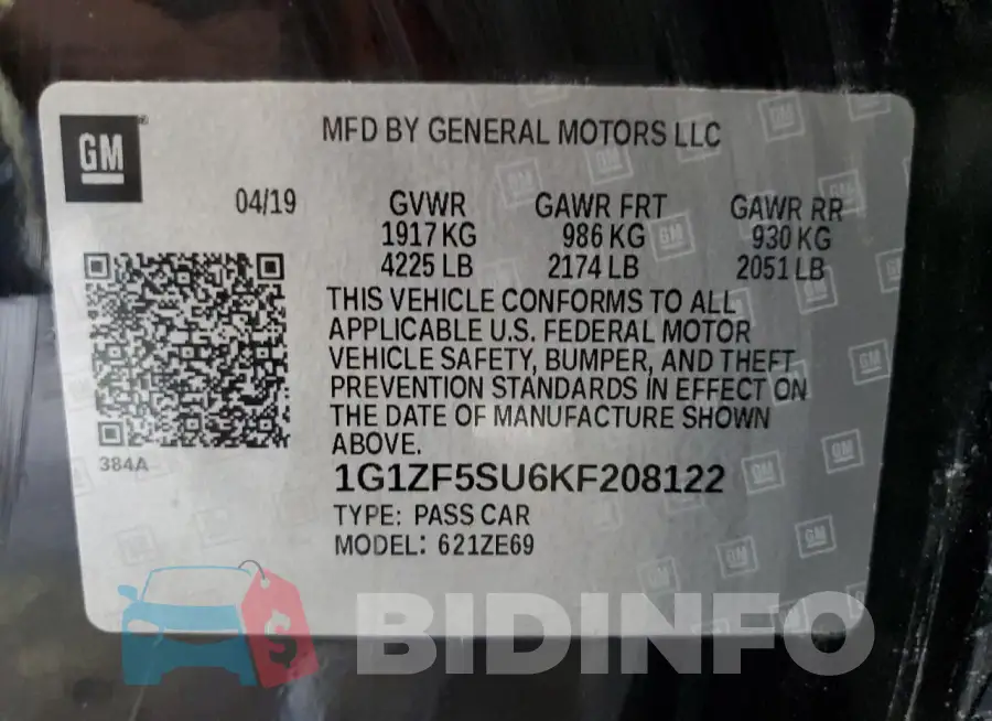 1G1ZF5SU6KF208122 Photo# 12