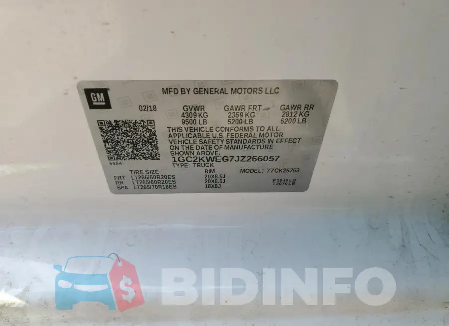 1GC2KWEG7JZ266057 Photo# 13
