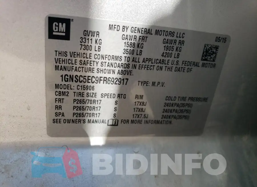 1GNSC5EC9FR692917 Photo# 13