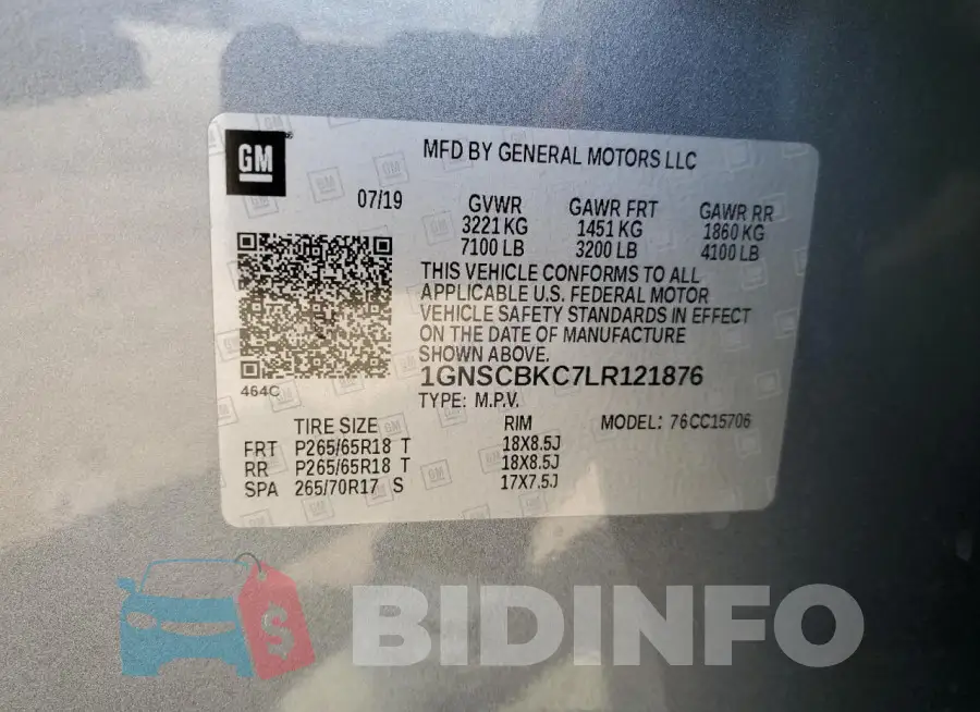 1GNSCBKC7LR121876 Photo# 13