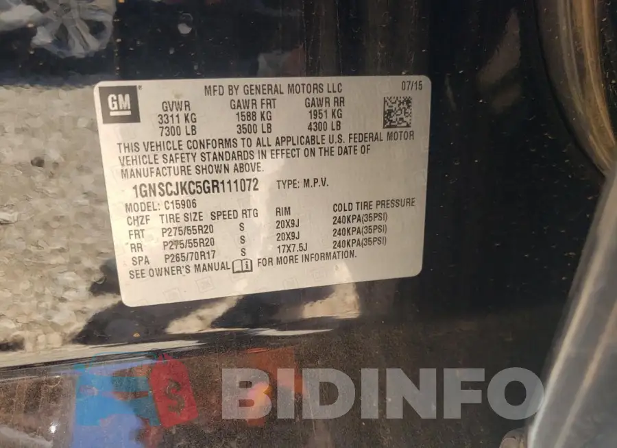 1GNSCJKC5GR111072 Photo# 13