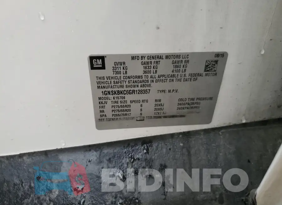 1GNSKBKC6GR128357 Photo# 13